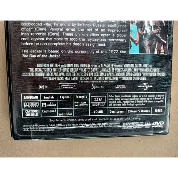 The Jackal DVD Collector Edition Widescreen Bruce Willis Richard Gere 1997 Movie - Picture 12 of 15